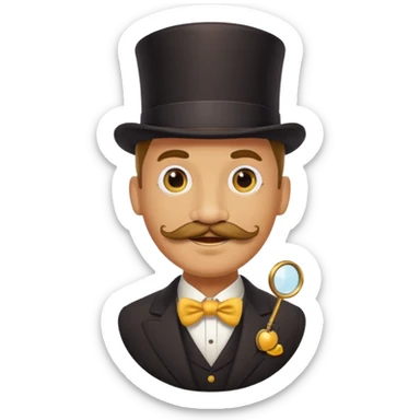 Happy yellow circular face of a posh male with a mustache sticker