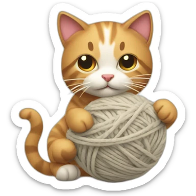 a cat playing with a ball of wool sticker