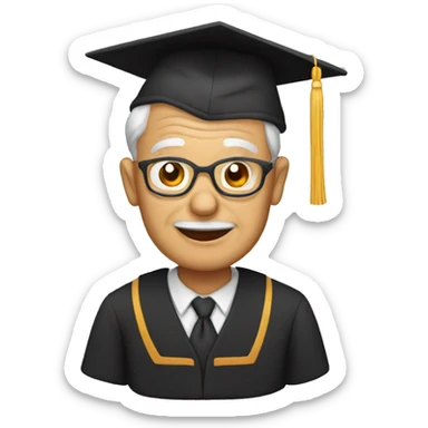 old teacher with mortarboard sticker