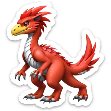 Furry feather-mane Cool Edgy shiny Digimon-Fakemon-Guilmon-Velociraptor full body   sticker