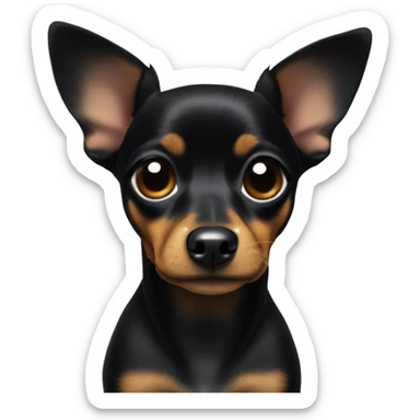 Small black Chiweenie with white chest with droopy ears  sticker