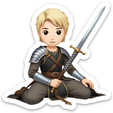 the sword on the floor and a mirror person sticker