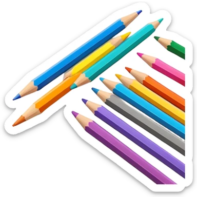 Cinematic Realistic image of a set of finely sharpened colouring pencils arranged neatly on crisp paper, rendered with vibrant hues and detailed pencil textures, illuminated by soft, creative lighting that captures the spirit of artistic expression sticker