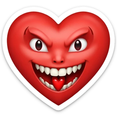 heart vampire fangs no eyes sticker