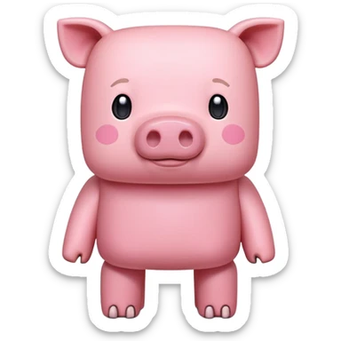 Minecraft pig, full body, pink blocky animal with square head and square body sticker