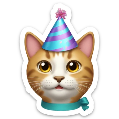 cat with birthday hat sticker