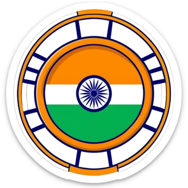 Indian flag with saffron, white, and green horizontal stripes and blue Ashoka Chakra wheel in the center sticker