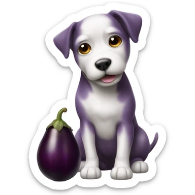 Chien avec une aubergine derrière  sticker