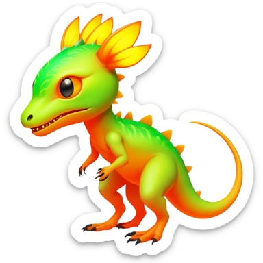 Tropical futuristic lush warm-colored neon Fionbri-Vernid-creature (full body) sticker