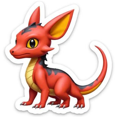 Cute Exotic Colorful Guilmon-Salandit-Umbreon-Charmeleon-Fakémon-hybrid-creature (full body)  sticker