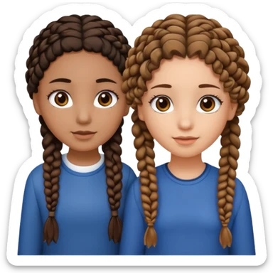 2 girl best friends. One is black with braids and brown eyes. One is white with curly brown hair with brown eyes. sticker