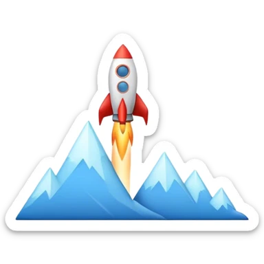 Minimalist emoji of a growth graph. The rising line forms a smooth trail, ending with a small rocket taking off sticker