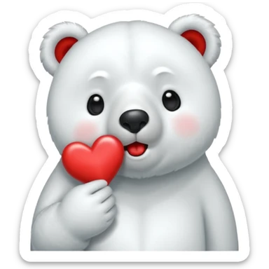 Puedes hacer a un oso polar que este mandando un beso el cual que de su boca salga un corazón Haci 😘 sticker