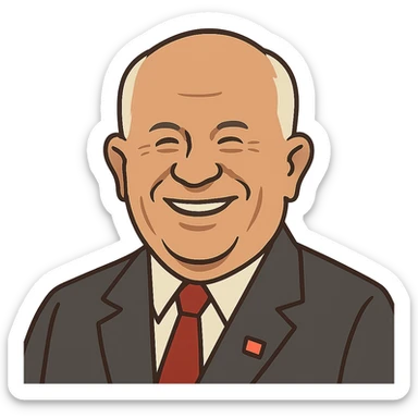 flat toon style portrait of Nikita Khrushchev smiling sticker