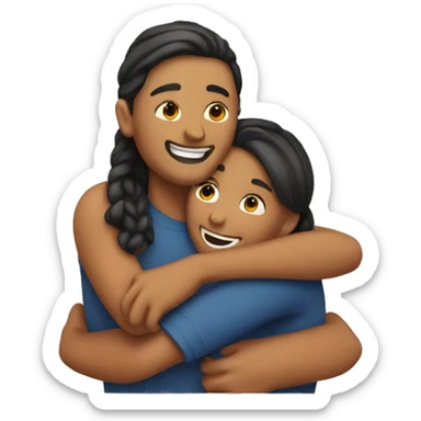 couple hug with warm smiles sticker