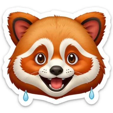 only the face of a red panda laughing emoji style with the laughing tears  sticker