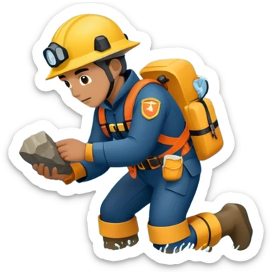 Marine geologists in rain gear collecting rock samples from ocean floor during stormy seas sticker