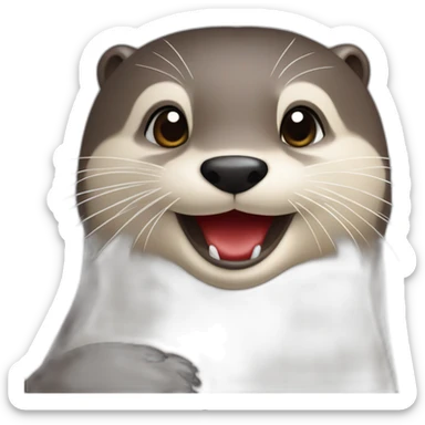 Une loutre qui tiens un cœur rouge dans ses mains sticker