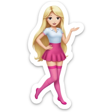 Blonde woman with long hair wearing pink stockings, posing sticker