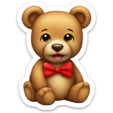 Light brown teddy bear with red bow tie  sticker
