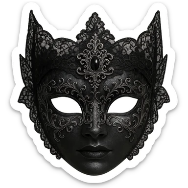 Aristocrat goth mask, black lace, silver filigree, mysterious and elegant sticker