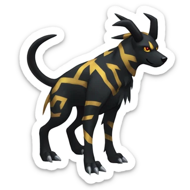 Cool Edgy Houndoom-Luxray Fakémon Digimon with Edgy markings, full body, outlined sticker