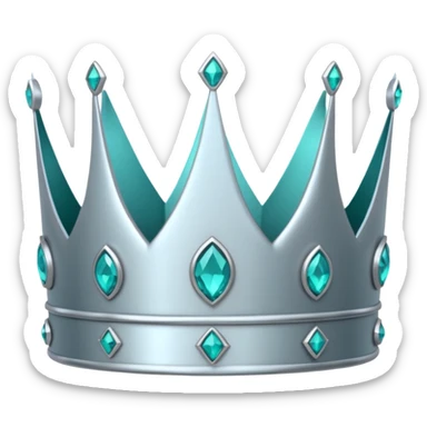 silver feminine crown with teal gems sticker