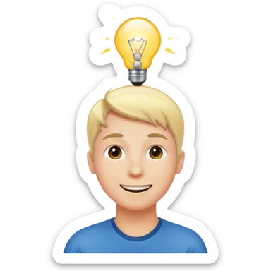 Generate a realistic emoji of someone happy figuring something out and being smart about it sticker