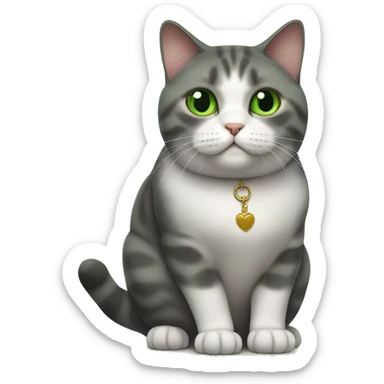 Green eyed fat British short hair cat sticker
