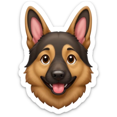 cartoon style dark German Shepherd dog with its tongue hanging out long sticker