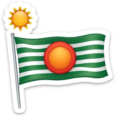 Flag with with 1 red, 1 white and 1 green (in that order) horizontal and an orange/yellow pointed sun in the middle (Kurdistan flag) sticker