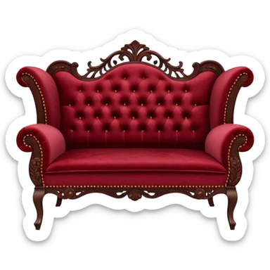 A big antique dark Red-velveted Loveseats-couch sticker
