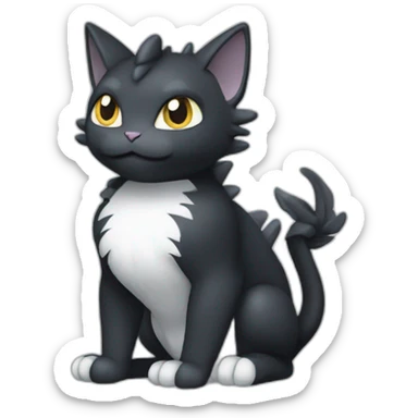 Sitting-Black-and-White-face-cat-dragon-type-pokemon sticker