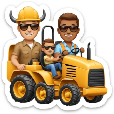 Happy birthday road trip two guys in a bull dozer  sticker