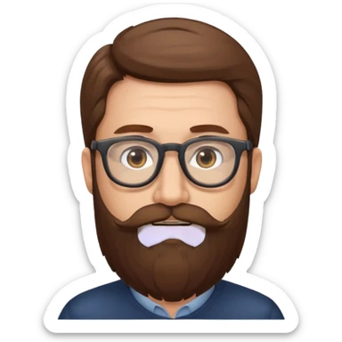 HOMME CHEVEUX BRUN LONGUE BARBE LUNETTE sticker