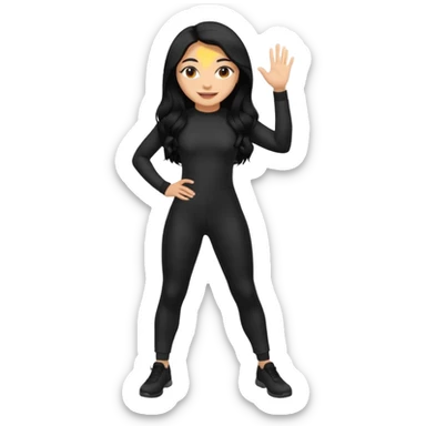 Make a lightskin Hispanic girl with long black hair. Wearing an all black tight jumpsuit  sticker