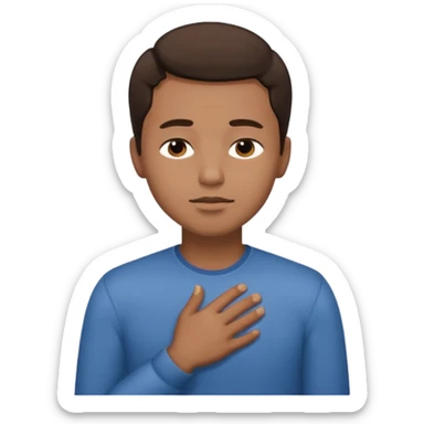 una mano en pecho ojos cerrados hombre multirracial sticker