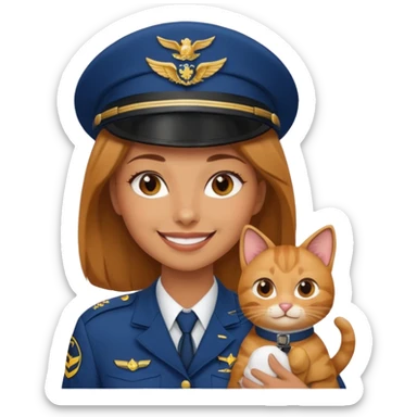woman flying with airplane holding a cat emoji sticker