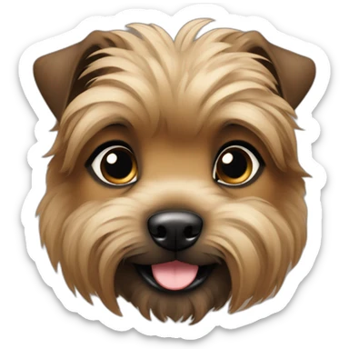 bouvier fawn brown and black puppy face very long hair smiling dark short ears sticker