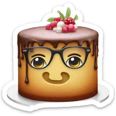 homemade cake with glasses sticker