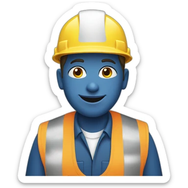 wite construction worker dressed in blue sticker