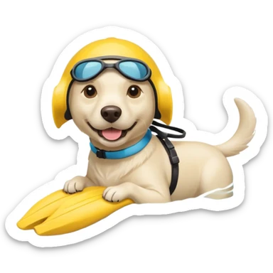 White labrador with snorkel and swimming fins sticker
