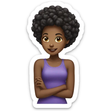 Black girl with a puff hairstyle eating chips sticker