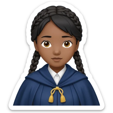 braid black hair, asian girl, navy cloak sticker
