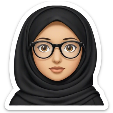 A girl with name Aleena wearing glasses and hijab black sticker