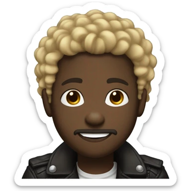smiling darkskin boy hair in leather jacket with blonde curly hair and goatee beard and septum piercing and ear piercings  sticker