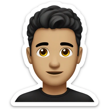 casual portrait of a light brown male in black shirt with gold chain and short black hair with a fade and dark brown eyes sticker