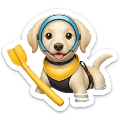 White labrador with snorkel and swimming fins sticker