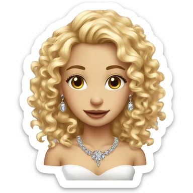 blonde beautiful girl curly hair with jewelry portrait sticker