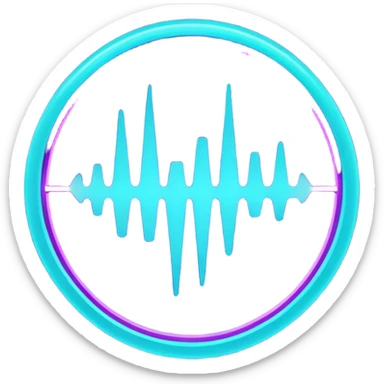 futuristic minimalistic logo icon, glowing soundwave and pulse symbol forming abstract circle, neon purple (#8B5CF6) and cyan (#00E0FF) light, representing NoizeGames team rhythm and creativity, dark background, no face, 1:1 aspect ratio sticker